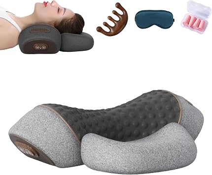 Massaggiatore for il collo 3 in 1, Cervicale Pillow, Deep Massage and Relaxation, with Heat, Neck Stretcher Massage Relaxer Grey