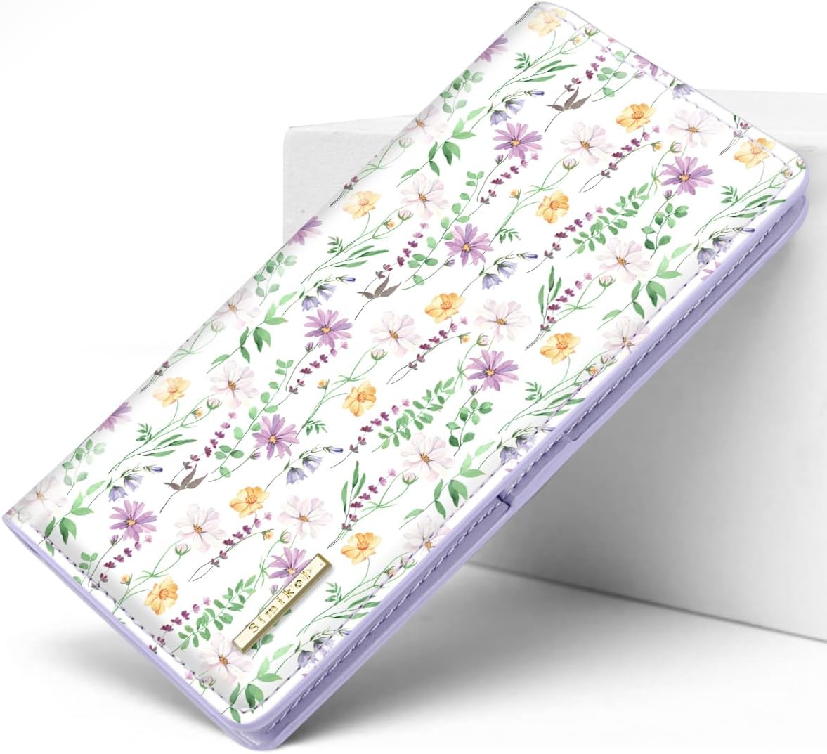 Ultra Slim Womens Wallet Minimalist Thin Long Leather Bifold Wallet RFID Blocking Card Holder Organizer with Zipper Coin Pocket Ladies Girls Gift Purse, White Daisy - Image 8