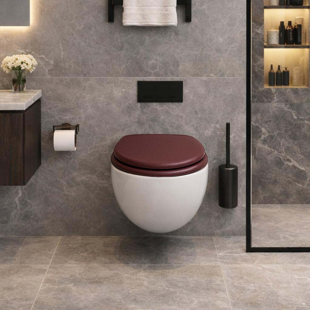 Deska sedesowa z litego drewna sosnowego w kolorze mahoniowo-czerwonym, Soft-Touch – PIKLiDS (bez Soft-Close i szybkiego zamknięcia)