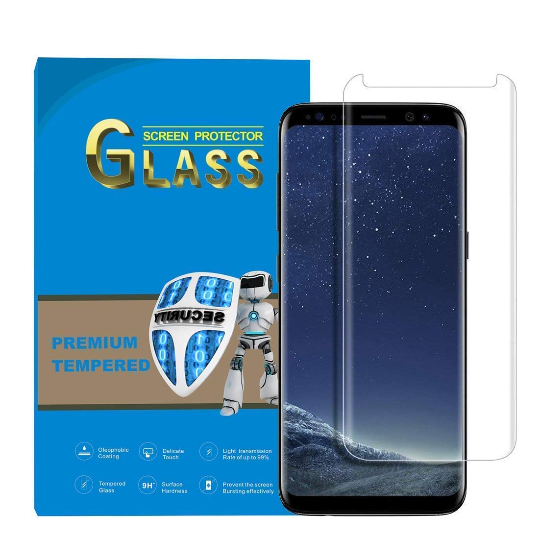 Galaxy S8 Screen Protector Glass, Full Cover (3D Curved) Tempered Glass Screen Protector for Samsung Galaxy S8 (Transparent)
