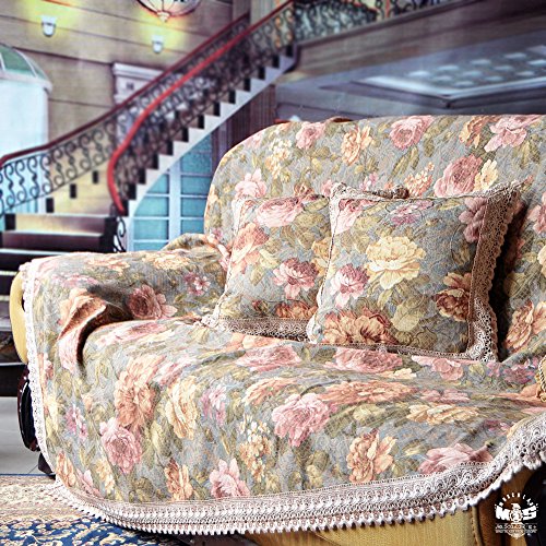 Yumuo European Jacquard Sofa Slipcovers,Rural Sofa Cloth Sofa Cover Sofa Towel Vintage Lace Suede Couch Cover-A 190X330Cm(75X130Inch) #TOP19