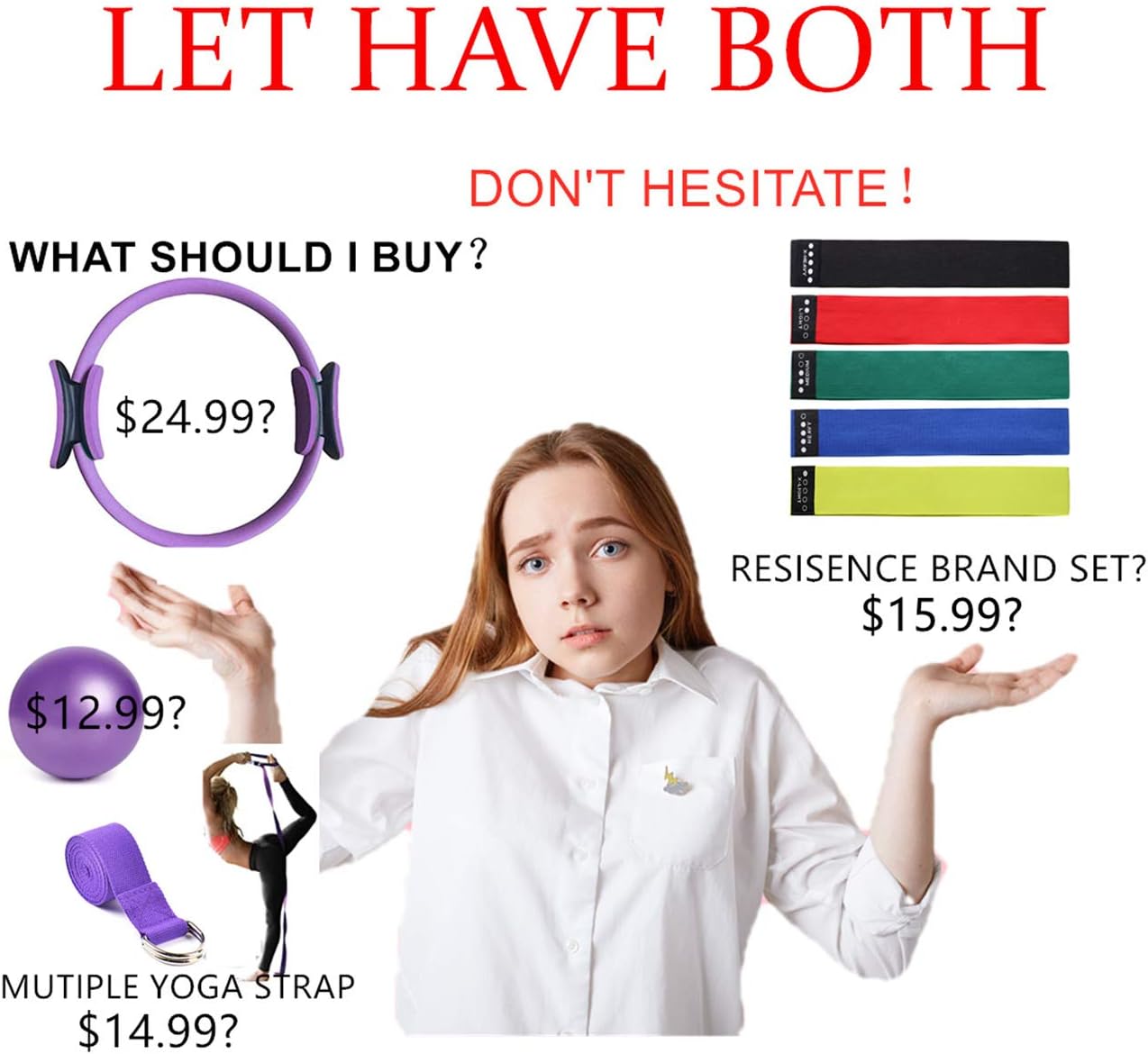 YXILEE Pilates Ring Circle Set - Workout at Home Workout Equipment Women - Booty Bands Stretching Equipment Pilates Mini Exercise Ball for Legs Arms and Thighs - Weight Loss for Women Video Guides : Sports & Outdoors