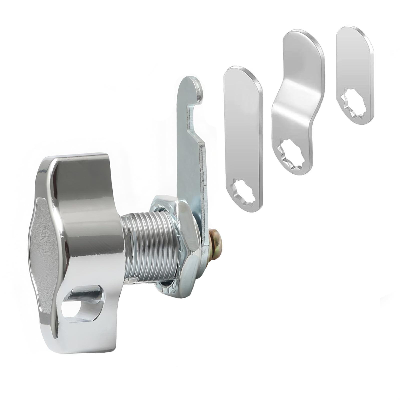 Rotary Latch Lock, Keyless Cam Lock, Cabinet Locks, Universal Locker Lock with 4 Different Lock Plates, for Metal Cabinets, Wooden Cabinets (16 mm)