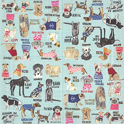 Boston International IHR 3 Ply Paper Napkins 20 Count Cocktail Size Hot Dog Breeds