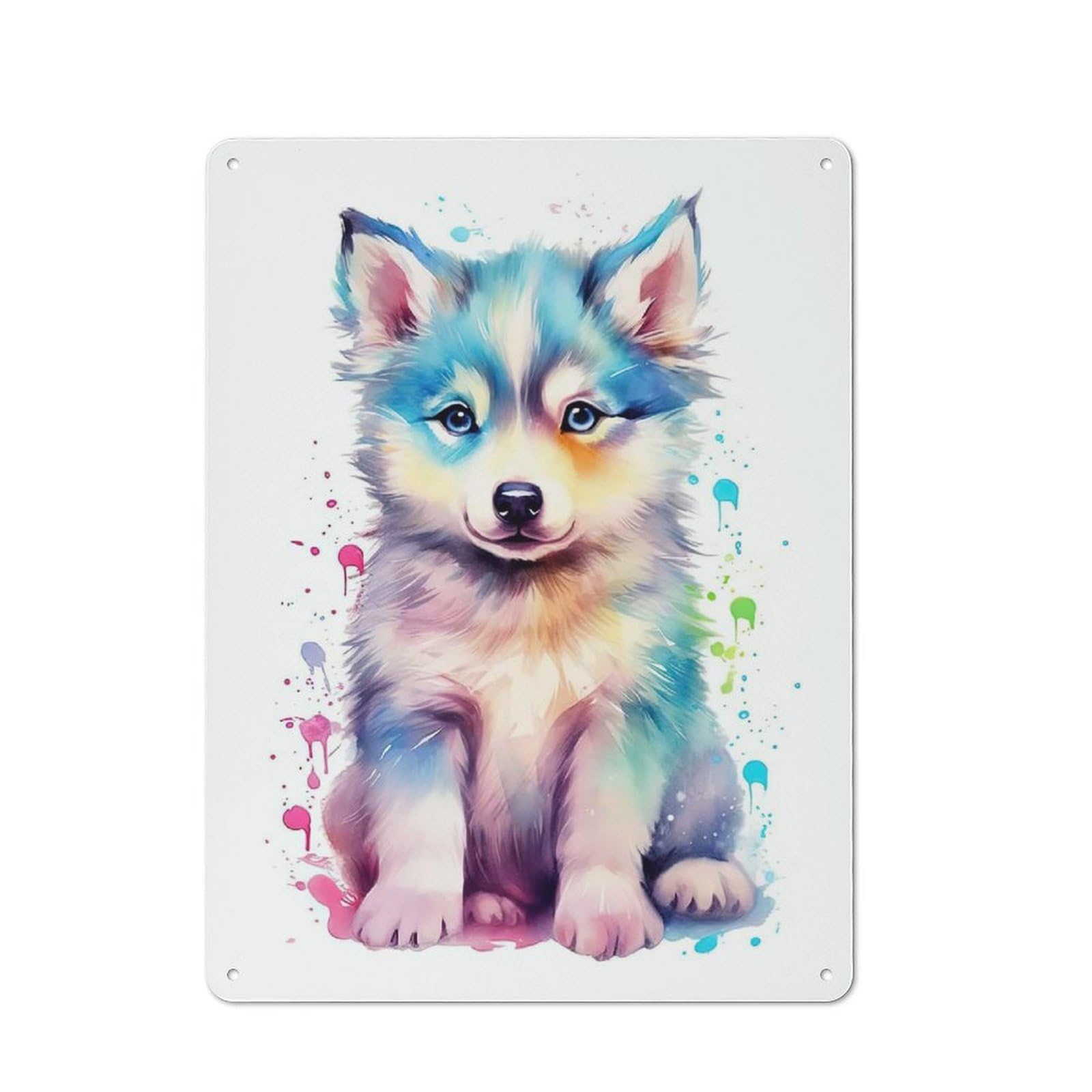 Junmoney Style-23 Baby Siberian Husky Puppy Vintage Metal Plaque 40X30cm For Café Or Restaurant, A Decorative Gift For A Newly Furnished Café And Restaurant