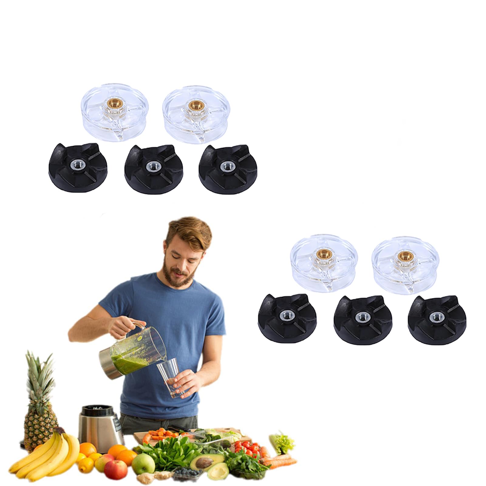 2PCS Base Gear Compatible Replacement Parts 2 Base Gear 3 Blade Gears Spare Part for Magic Bullet 250W Juicer