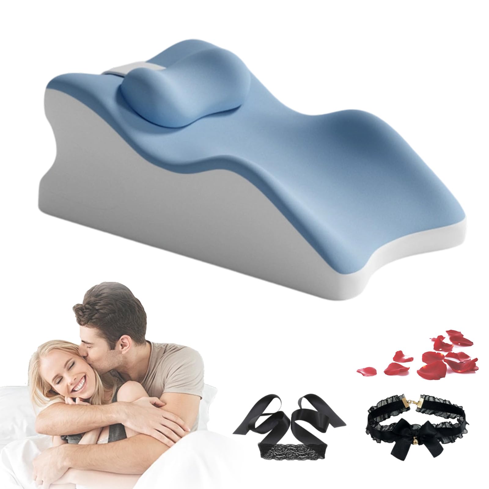 Spark Pillow, la almohada de chispa para parejas, 27 grados de cuña para parejas de postura, cojín ergonómico de espuma de memoria, comodidad y apoyo durante la intimidad (B)