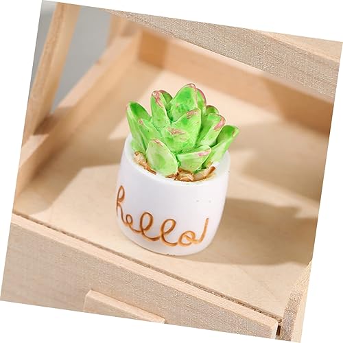 Miniatura 8 de jojofuny 4 piezas de resina de casa de muñecas de bonsái para adorno muebles de cactus suculentas en miniatura adornos únicos para escritorio en