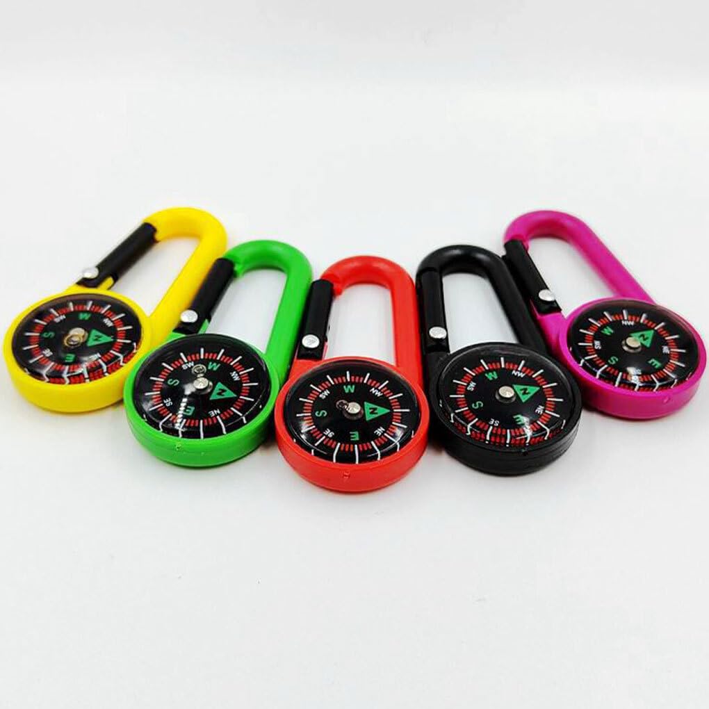 Tiuimk Mousqueton + Boussole 2 En 1 - Vert, Idéal Pour Le Camping, La Randonnée Et Les Voyages