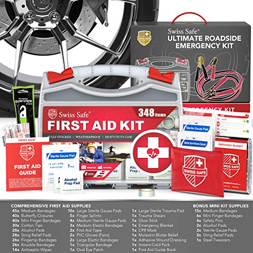 Swiss Safe 2in1 Roadside Car Emergency Kit for Vehicles Compact