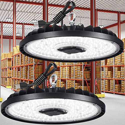 2 Pack LED High Bay Light 200W, 5000K UFO LED High Bay Light Fixture, LED Shop Light with 29,000lm, US Plug, UL Listed, IP66 Commercial Warehouse Area Light for Wet Location Area, Workshop, Garage 2 Pack LED High Bay Light 200W, 5000K UFO LED High Bay Light Fixture, LED Shop Light with 29,000lm, US Plug, UL Listed, IP66 Commercial Warehouse Area Light for Wet Location Area, Workshop, Garage
