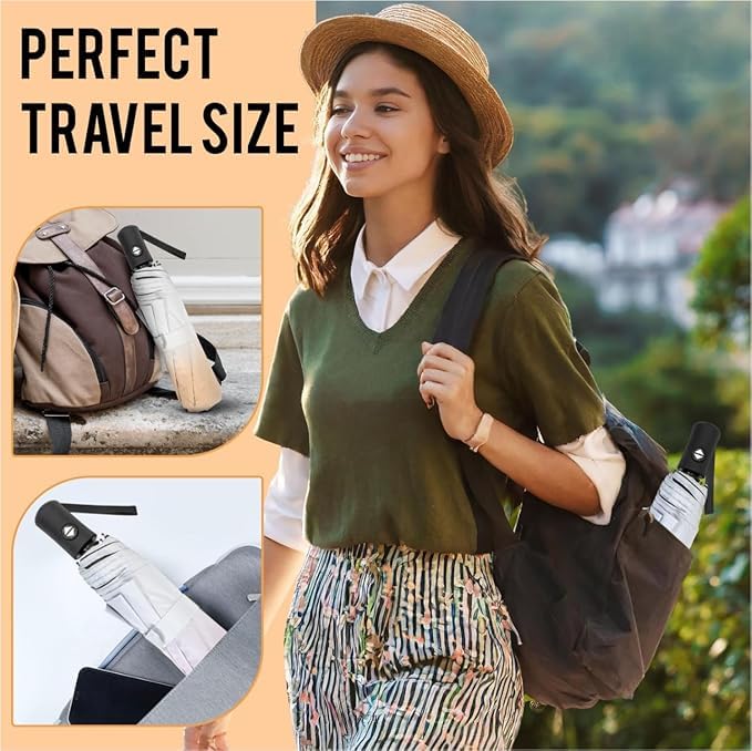 Image of TEKCOOL Umbrella, UV Big Size Umbrella for Sun Protection Rain Windproof Strong large 3 fold for men women kids boys girls Perfect small & stylish Windproof & Compact(Green)