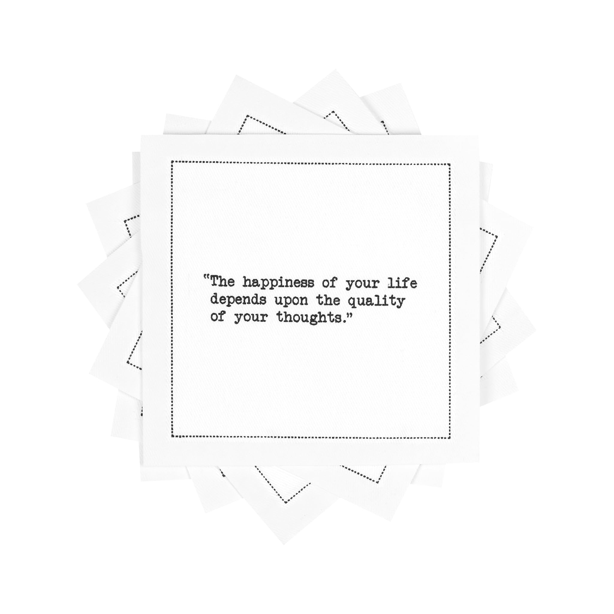 Five Star Marcus Aurelius Quotes | White Cotton Cocktail Napkins | 50 Luxury Disposable Beverage Napkins
