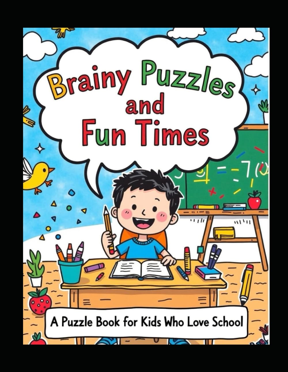 Brainy Puzzles and Fun Times: A Puzzle Book for Kids Who Love School: Activity Puzzle Book for Kids | Brain Games, Logic, Math & Fun Challenges
