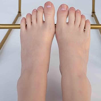 Silicone Feet Model, 1 Pair Realistic Silicone Foot Mannequin with Bendable Toes, Sole and Ankel, Lifesize Female Fake Foot for Jewelry Shoes Display,1Pair,Skincolor
