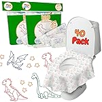Dinosaur Disposable Toilet Seat Covers for Travel, 40 pack, Extra Large, Waterproof and Individually Wrapped, Toddler Toilet Seat Cover, Disposable Potty Liners for Toddlers Potty Training
