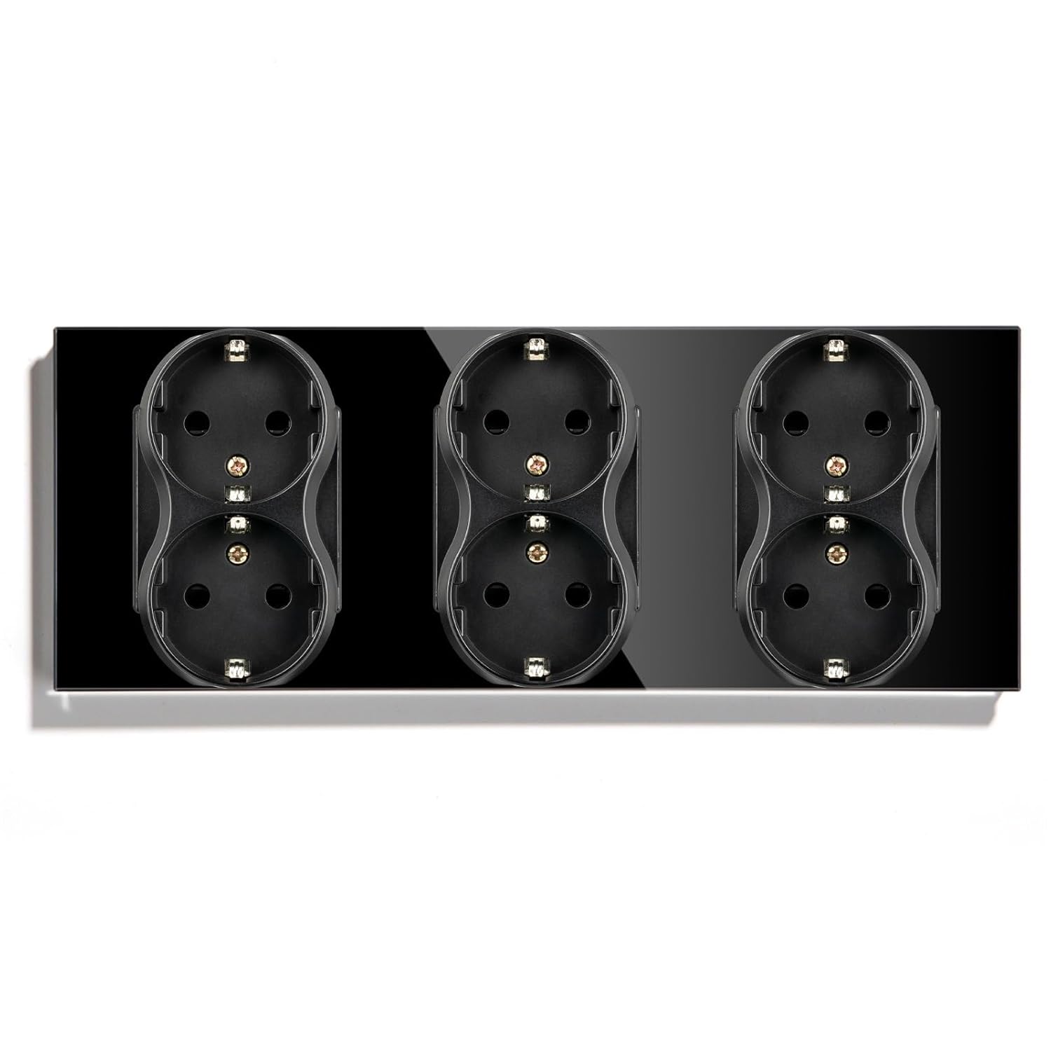 Double EU Sockets Europe Dual Power Outlets Glass Panel Triple Electrical Plugs 110-250V Home Inprovement(Triple Black)