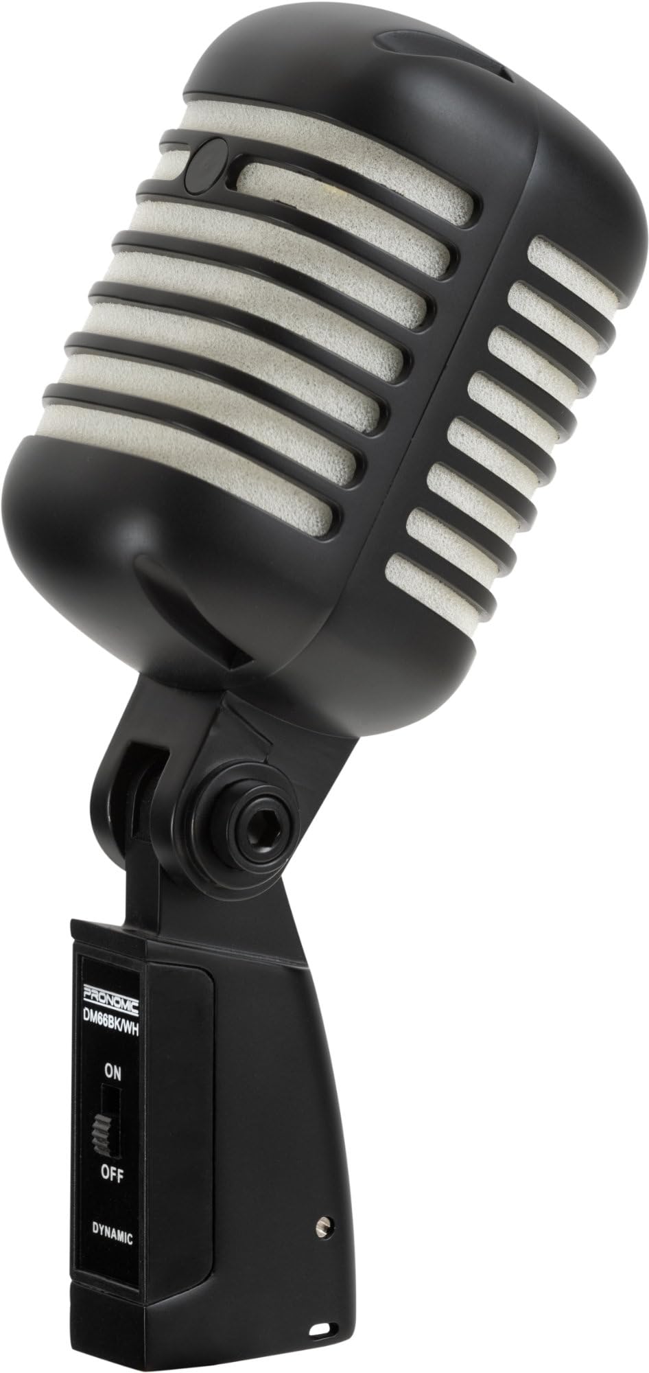 Pronomic DM-66BK/WH Micrófono Vocal dinámico Set - Vintage Micro Vocal Retro - Set económico Que Incluye pie de micrófono y Cable XLR - Negro/Blanco