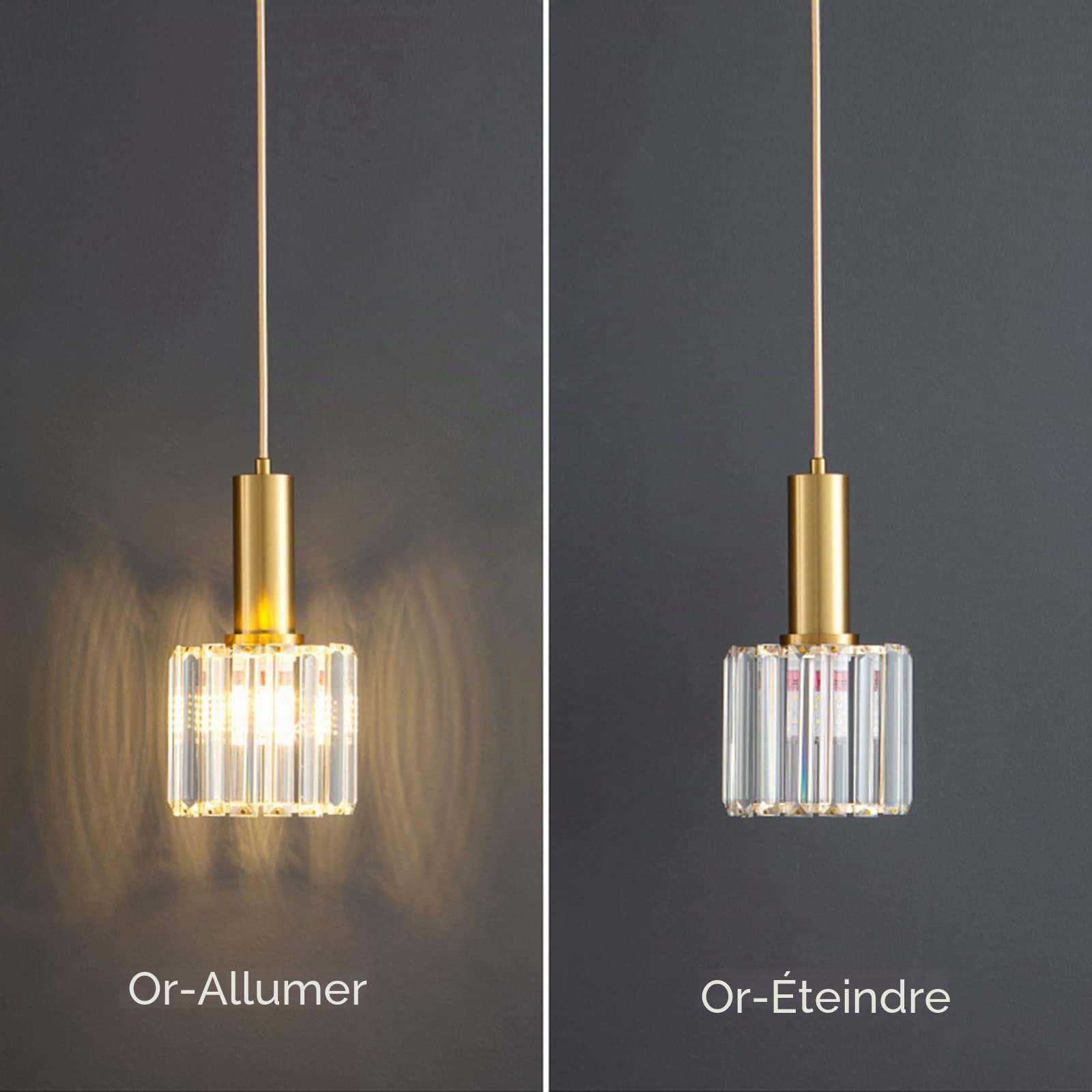 Mini suspension en cristal moderne pour chambre à coucher de salle à manger d'île de cuisine, lampe de plafond en cristal de base d'or suspension (2 lumières)