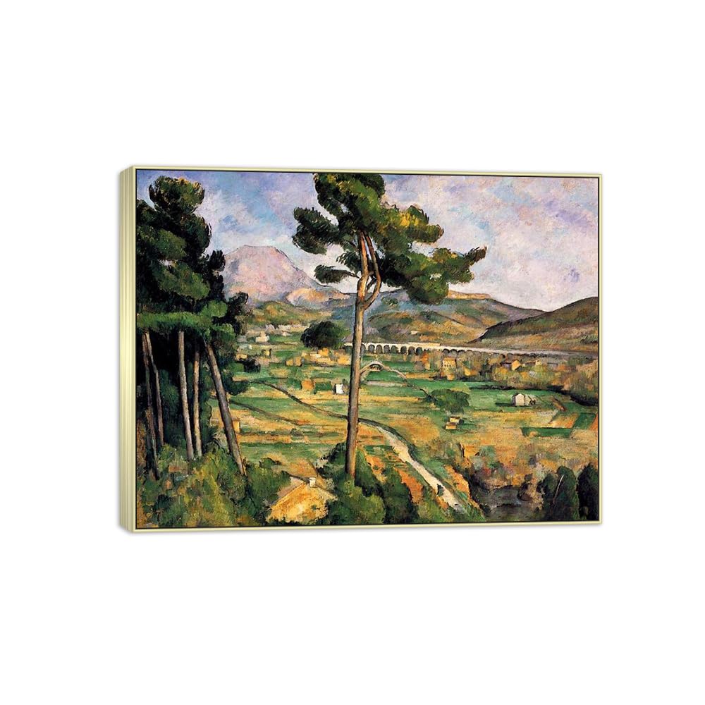 SDYSKKUG Canvas Wall Art Picture Decor Mountain 4 by Paul Cezanne 50x40cm Silver Frame