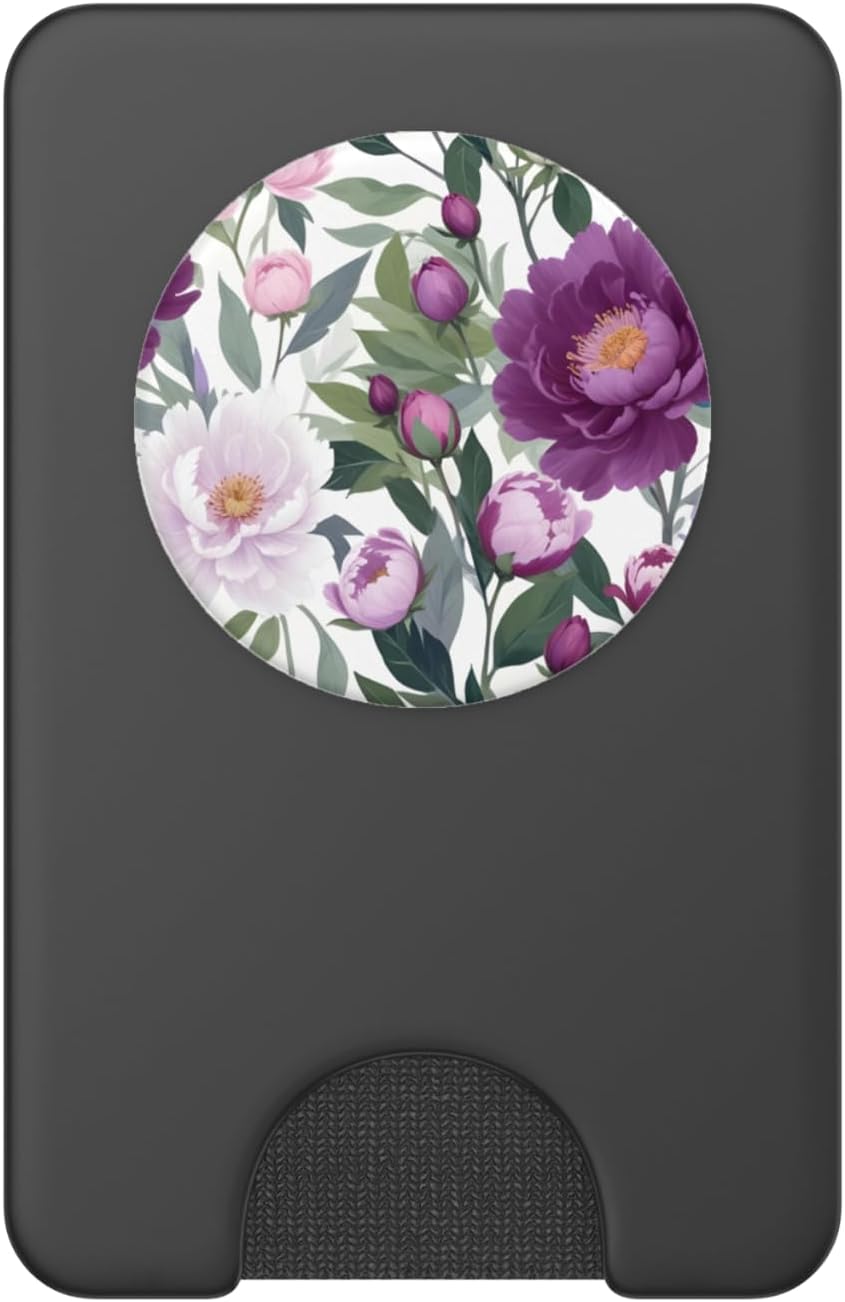Purple Beautiful Blossoms Floral Pattern PopSockets PopWallet for MagSafe