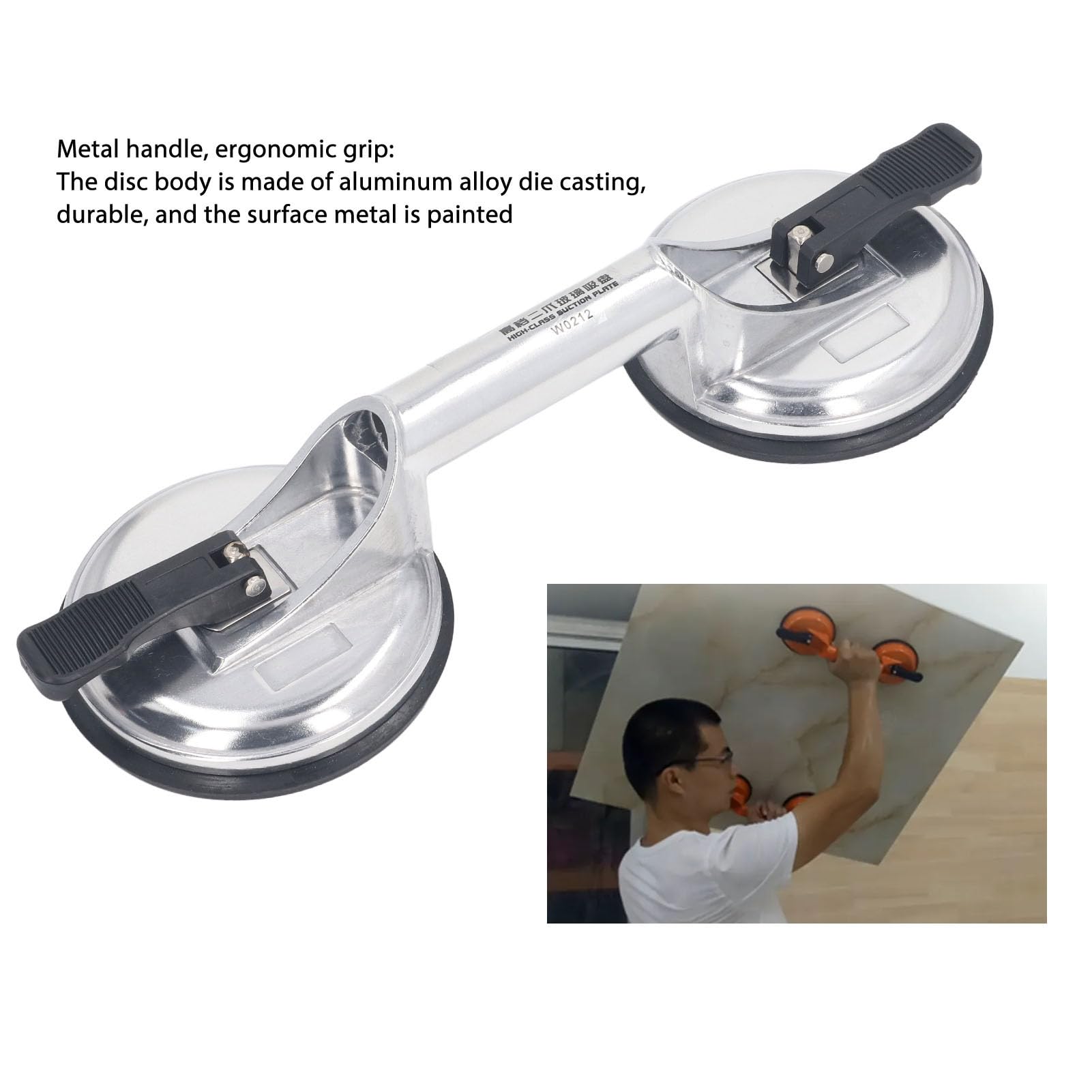Glass Suction Cup, Ergonomic Design, Strong Suction, Heavy Duty 2 Claws Glass Holder for Any Smoothly Surfaces such as Marble, Granite, Floor, Mirror, Glass, Plastic