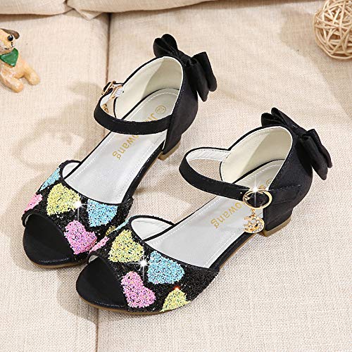 Girls Dress Shoes Wedding Party High Heel Mary Jane Sequined Heel Bow Princess Shoes Sandals2