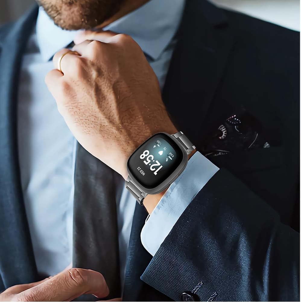 No Tool Needed Titanium Band Compatible for Fitbit Versa 4 Bands & Sense 2 Straps, Titanium Metal Strap Replacement Wristbands for Fitbit Versa 3 & 4 / Sense 1 & 2 Accessory