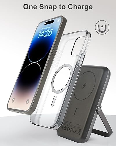 Miniatura 2 de MGG Paquete de batería magnética PD 20W para MagSafe 5000mAh Cargador portátil inalámbrico con soporte plegable, cargador de batería Mag-Safe Carga