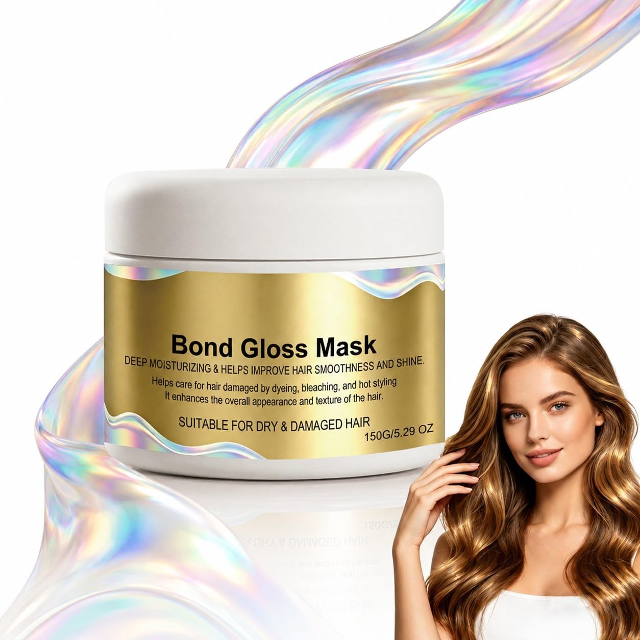Keratin Hair Mask Deep Repair, Bond Repair Hair Treatment with Hydrolyzed Keratin for Dry Damaged Brittle Hair, Smoothing Hydrating Formula Restores Shine, 5.3 oz (150g) (1 PC)