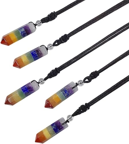 Miniatura 3 de EDEN'S CALL Healing Hexagonal Crystal Point Pendant Necklace for Men and Women 6 Faceted Quartz Stone Prism Pendant with Adjustable Black Cord