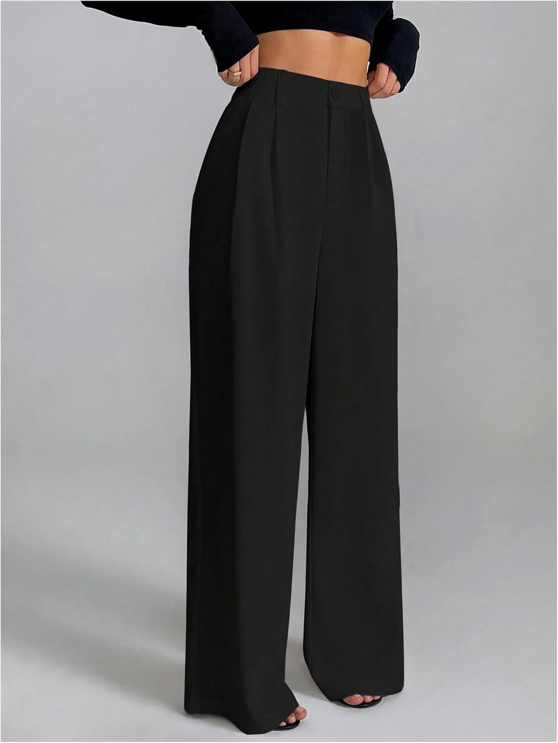 SOLY HUX Women's Wide Leg Dress Pants High Waisted Pleated Loose Work Office Trousers
