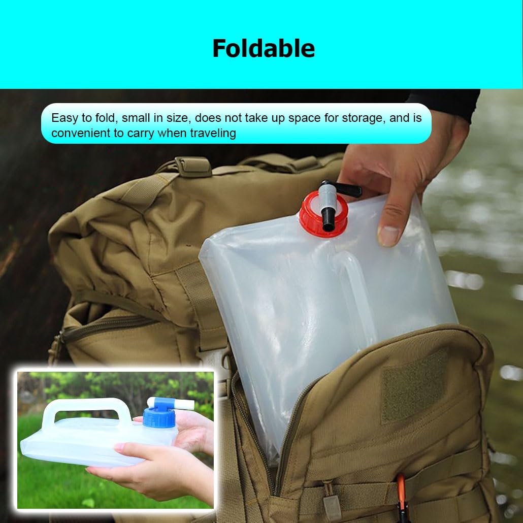 Agua Plegable, contenedor de Agua Plegable con Boquilla, bidones para Agua con asa portátil para Viajes, Camping, Picnic(4PCS,5L/1.3 Gallon)