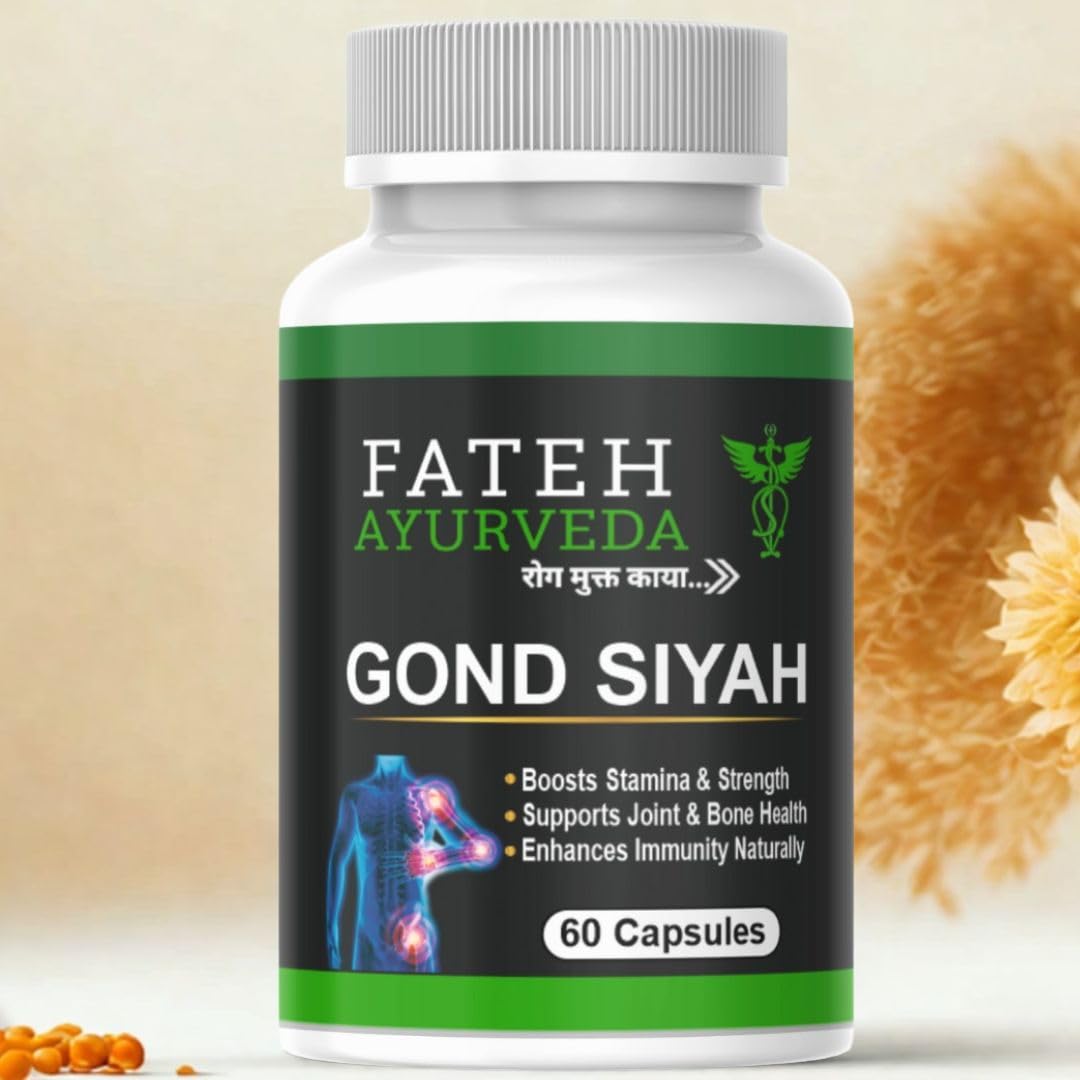 Ayurveda Natural Joint Strength & Bone Health Support Gond Siyah Capsules | Herbal Supplement for Joint Pain Relief, Bone Strength & Flexibility | 60 Capsules — Amazon image 2