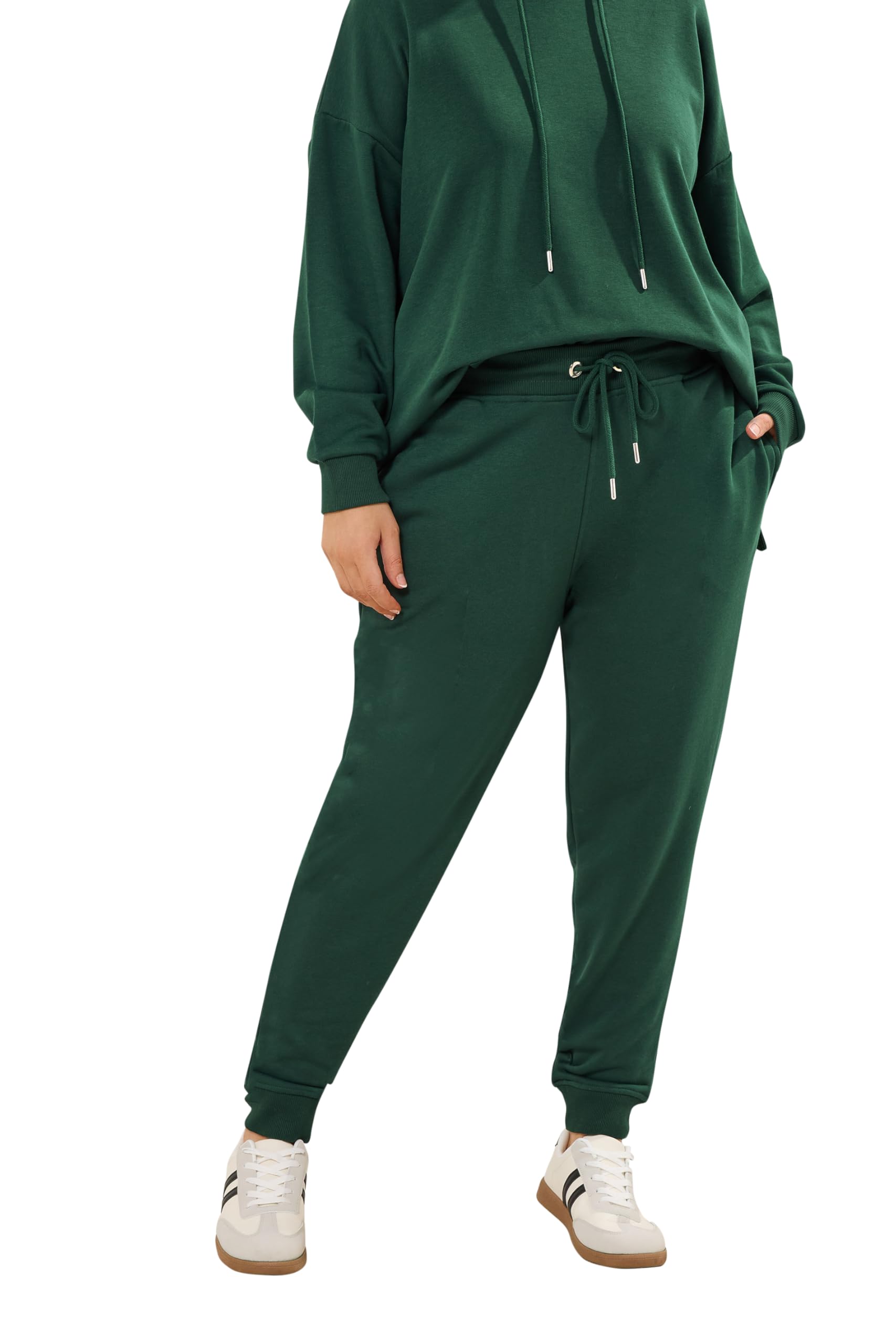 Yours Women's Green Tie Cuffed Joggers In Size 26-28