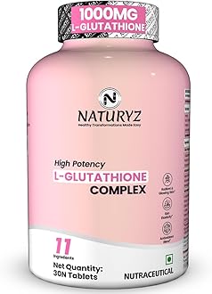 NATURYZ High Potency L-Glutathione 1000mg per serving Glow Supplement for Women & Men | Highest 11 Nutrients | Skin Peptide Complex for Depigmentation | Antioxidant Blend | Glutathione Builder for Radiant & Brightening Skin - 30 Tablets
