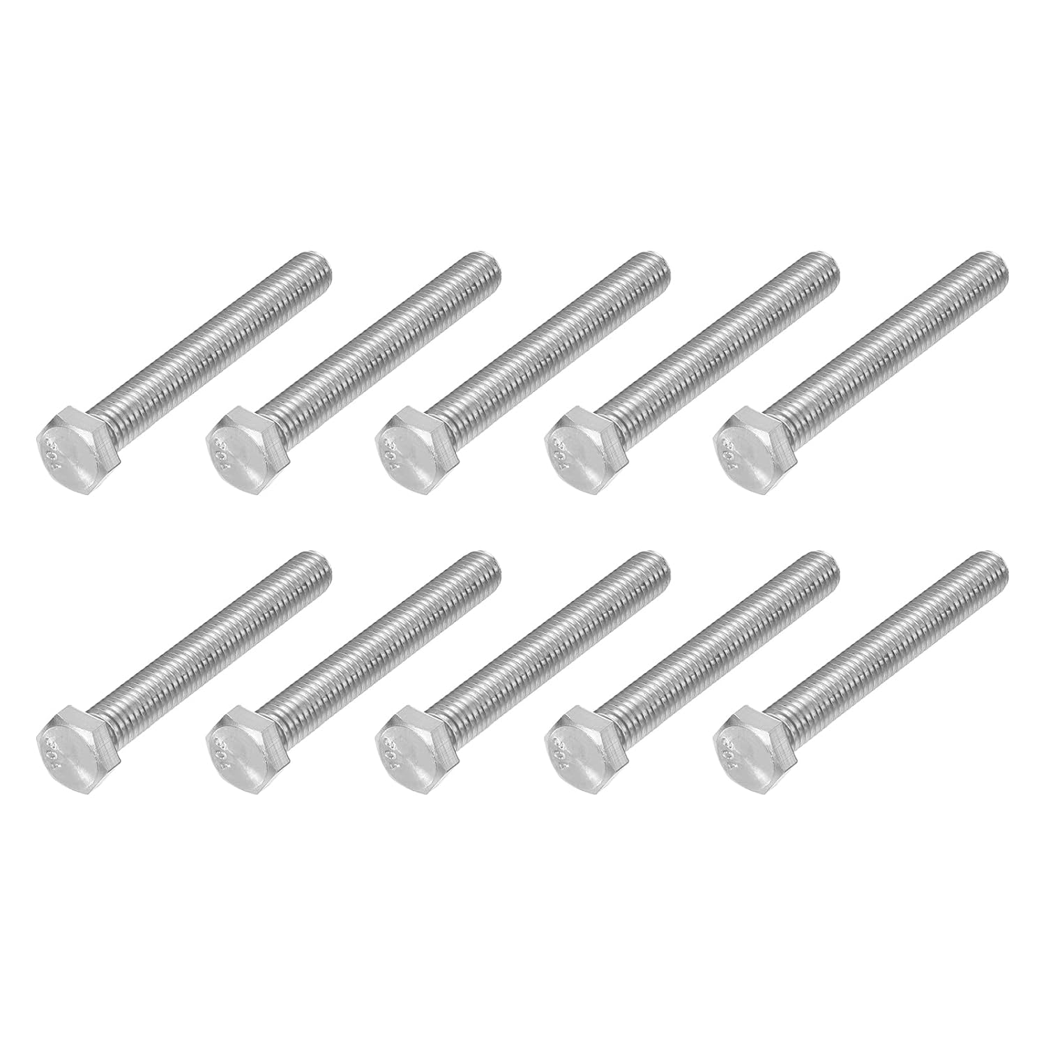 METALLIXITY Hex Head Bolts (3/8-16 x 6) 20Pcs, 304 Stainless Steel 18-8, Fully Threaded, External Hex Drive, Plain Finish, Hex Head Screw Bolt, Silver