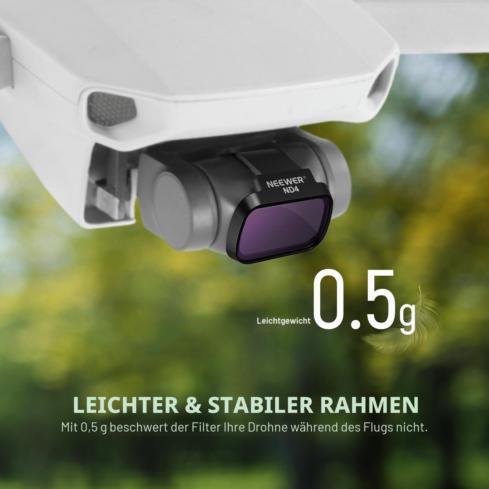 NEEWER ND Filter Set Kompatibel mit DJI Mini 4K/2 SE/SE/2/Mavic Mini (4 STK.) ND4 + ND8 + ND16 + ND32 Snap On Mehrschichtige HD Optisches Glas Neutraldichte Kamera Objektiv Filter Zubehör, FL-B39