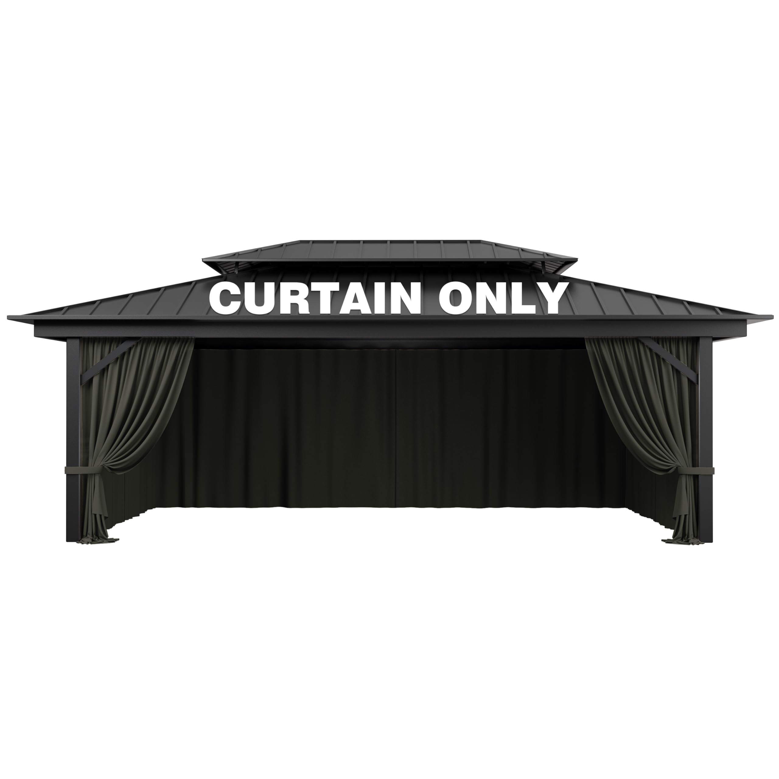 Photo 1 of Pakunoda Outdoor Gazebo Curtain Replacement Universal 4-Panel Sidewalls 12' X 20',Outdoor Patio Waterproof Privacy Curtain with Double Zipper for Patio,Garden, and Backyard (Curtain Only)