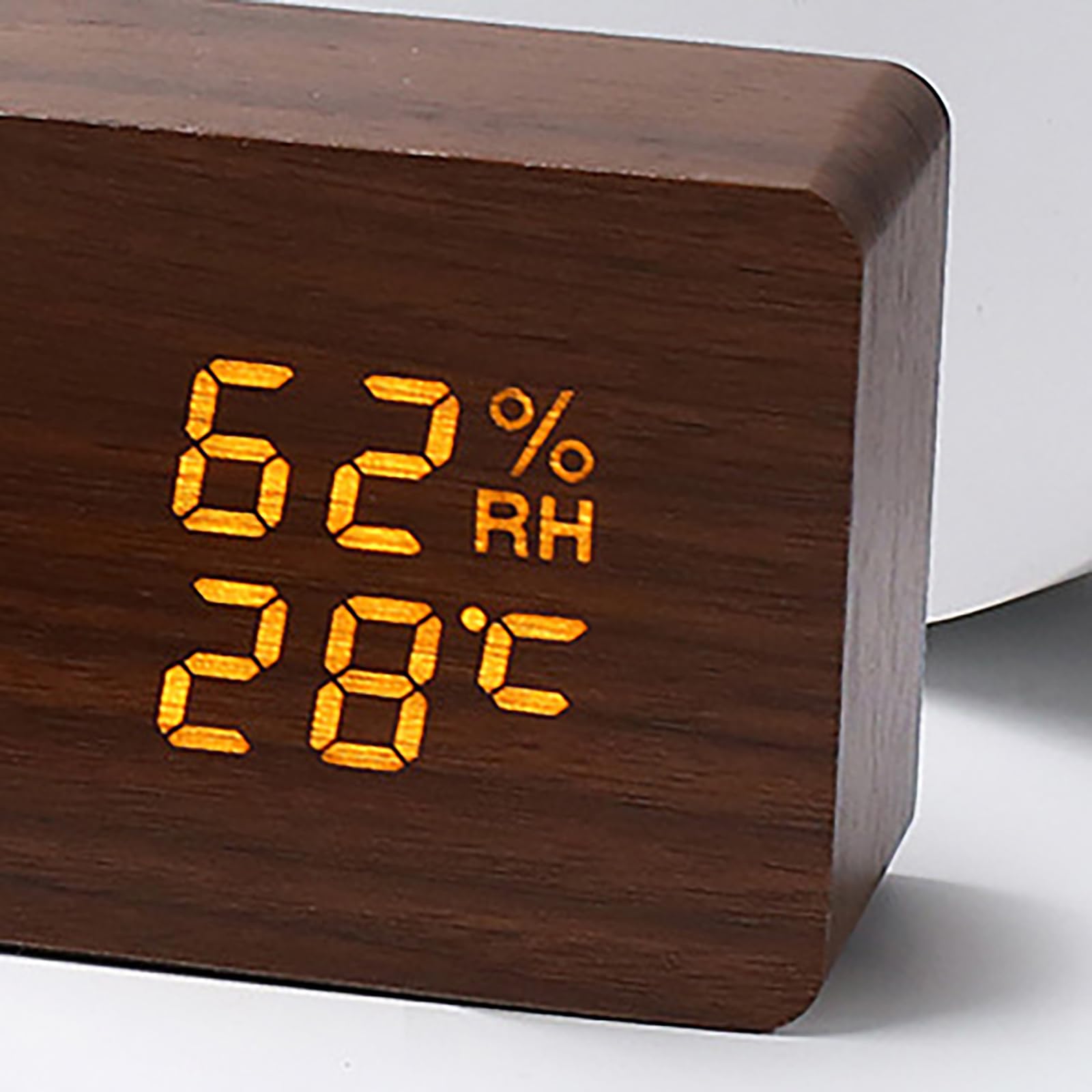 多機能目覚まし時計 　木目 LEDデジタル時計 Amazon.co.jp: 電波時計 デジタル 湿度計 温度計 置時計 木目調