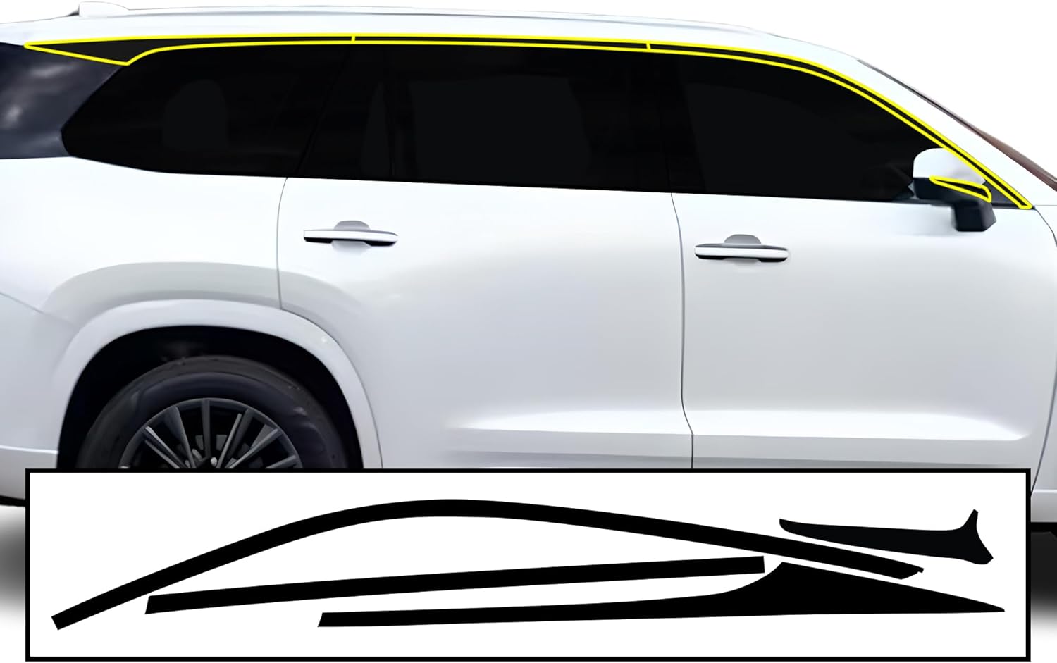 BOGAR TECH DESIGNS Side Window Trim Chrome Delete Overlay Compatible with Lexus TX 350 & 500h 2024-2025, Gloss Black
