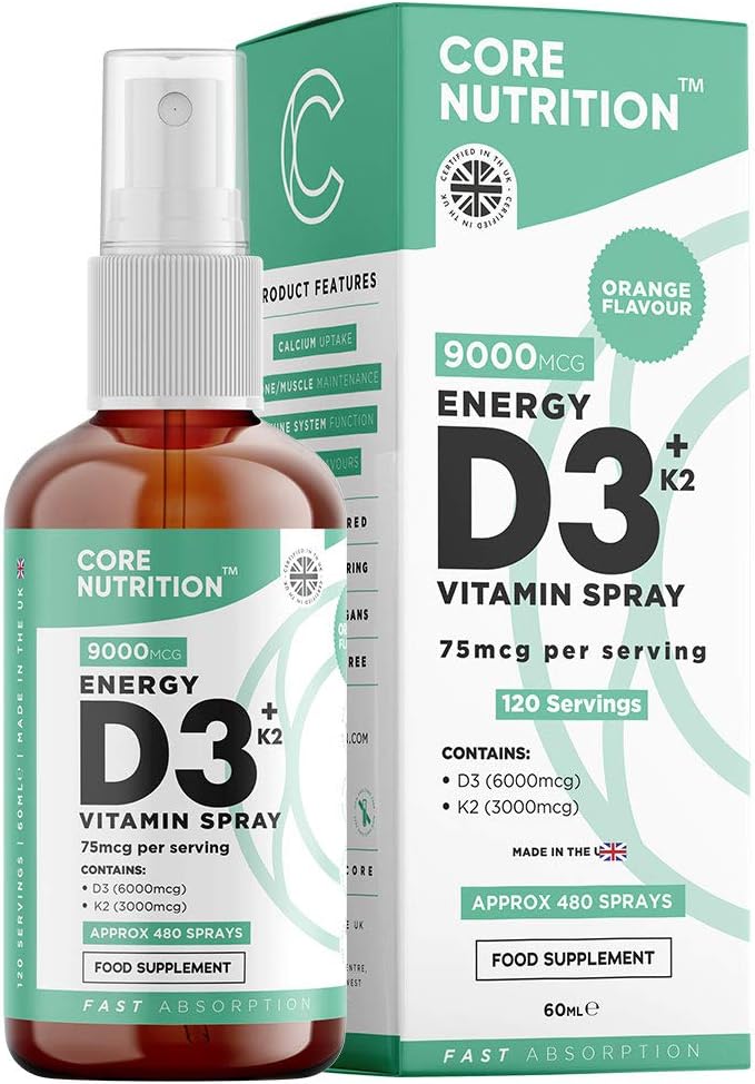 Core Vitamin D3 K2 Spray 2000iu (50mcg) Vitamin D3 + 25mcg Vitamin K2