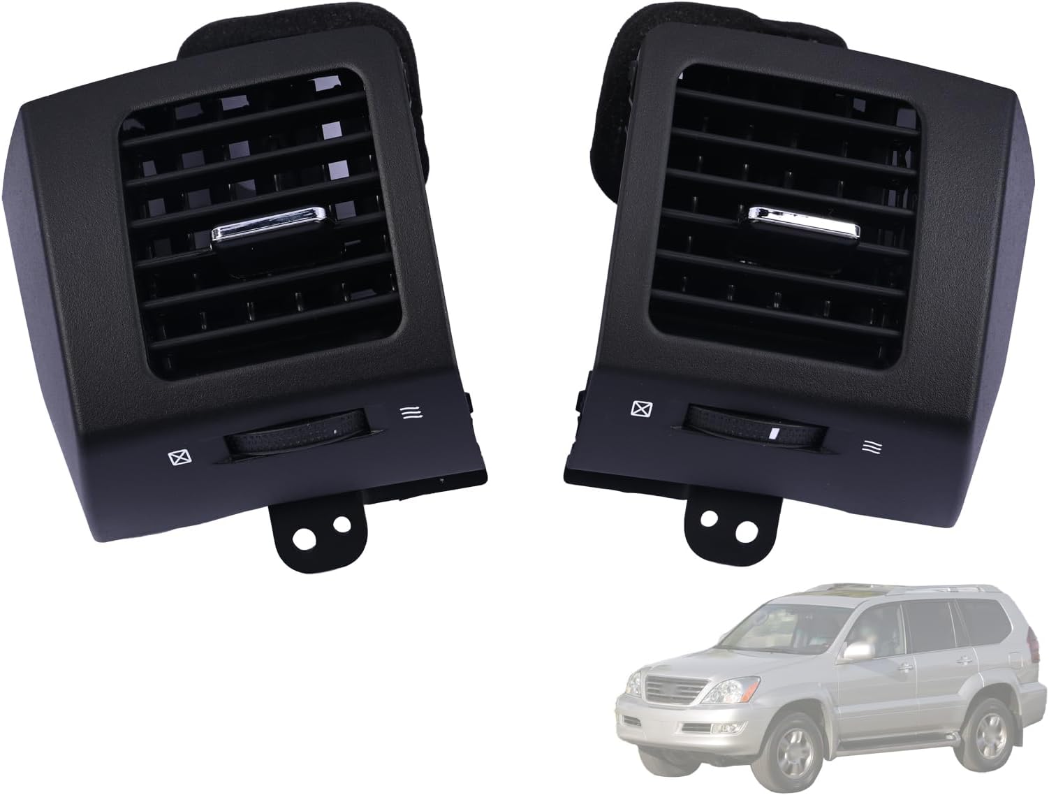 2Pcs Dashboard A/C Outlet Air Vent Panel Cover Left & Right Side Compatible with Toyota Land Cruiser Prado 120 / Lexus GX470 2003-2009 Dash Air Conditioner Deflector Outlet Vent