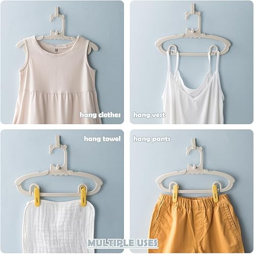 Miniatura 6 de Perchas de bebé para armario, paquete de 30, de plástico, resistentes, ahorro de espacio, antideslizantes, color rosa