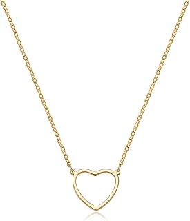 Tewiky Cute Heart Necklace Tiny 14k Gold Heart Pendant Choker Necklaces Small Gold Love
