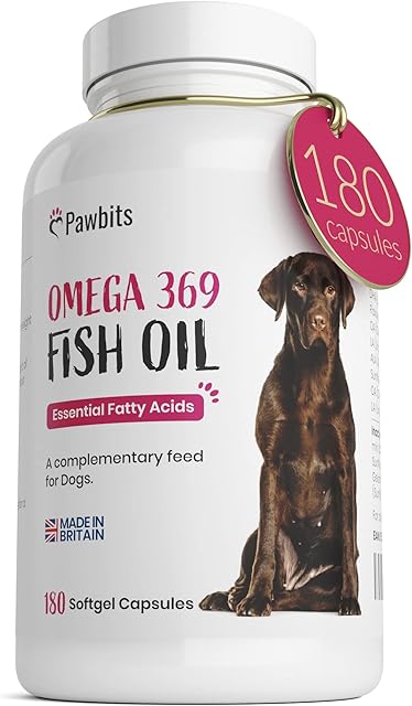 180 Pawbits Omega 3 6 9 Softgel Capsule for Dogs - Natural Fish Oil Omega 3, 6 and 9 Supplements to Support Healthy Immune Systems & Shiny Coats