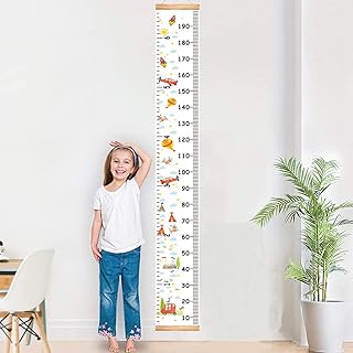 Baby Growth Chart - Nursery Wall Wood Hanging Measuring Rulers, 7.9 x 79 inch Removable Kids Canvas Height Growth Chart for Boys Girls Room Decoration (Orange)