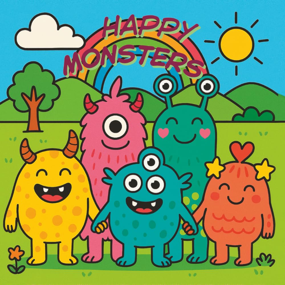 Happy Monsters Coloring Book: Monster Fun for Kids Ages 5–10 | 30 Adorable and Hilarious Creatures to Color and Enjoy