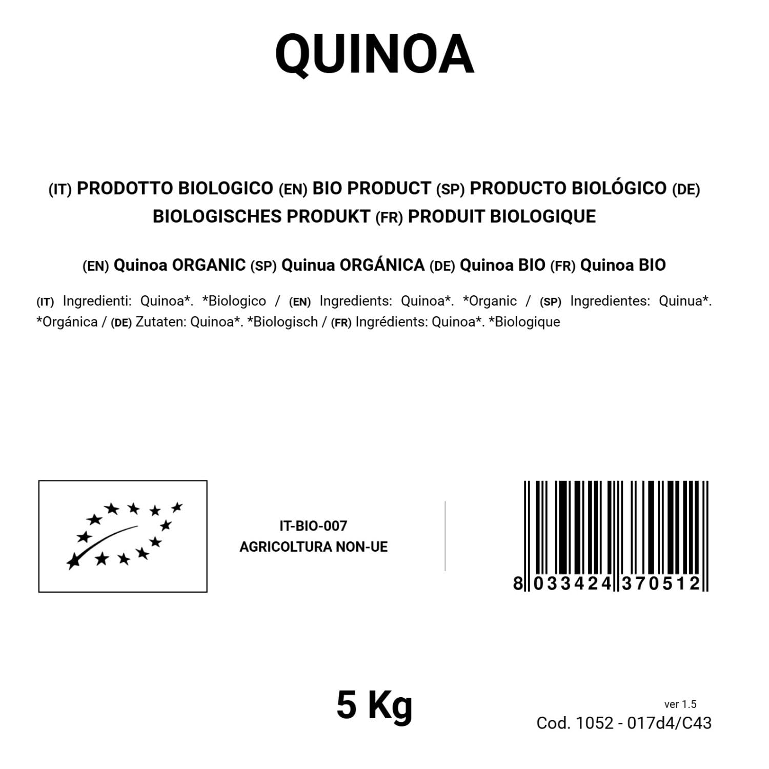 BONGIOVANNI FARINE E BONTA' NATURALI Quinoa 5Kg BIO