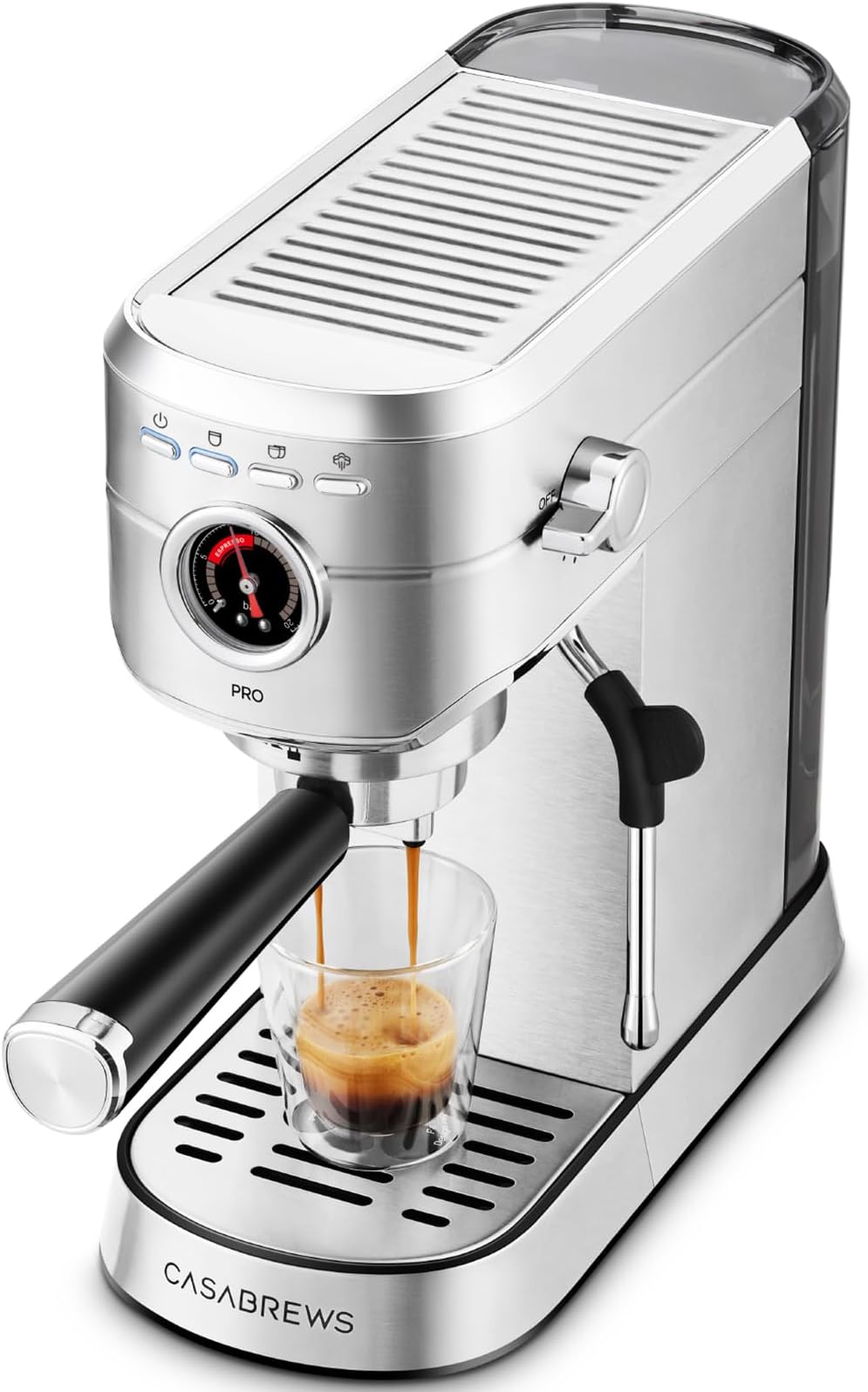5418 PRO Espresso Machine 20 Bar, Upgraded Espresso Maker with Powerful Steam Milk Frother, Stainless Steel Coffee Machine with Fast Heating System for Cappuccino, Latte, Silver